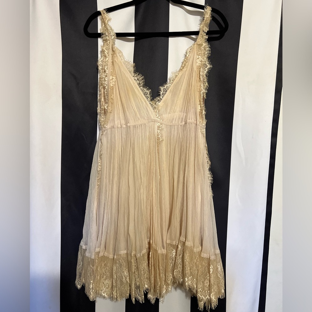 Free People Cream Lace Slip Dress